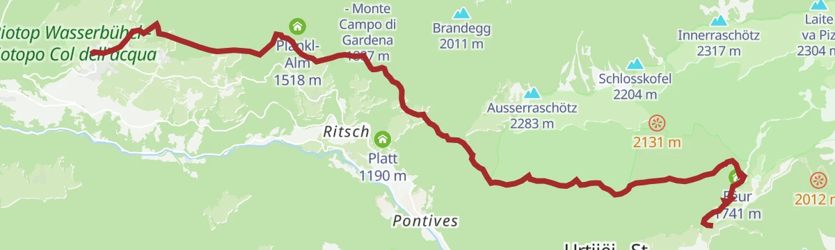 Route map: Lajen/Laion-Noflatsch-Troi Paian-Costamula